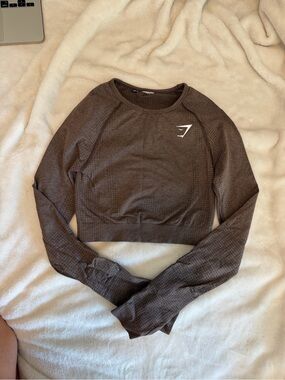 Gymshark Brown Seamless Long-Sleeve Crop Top